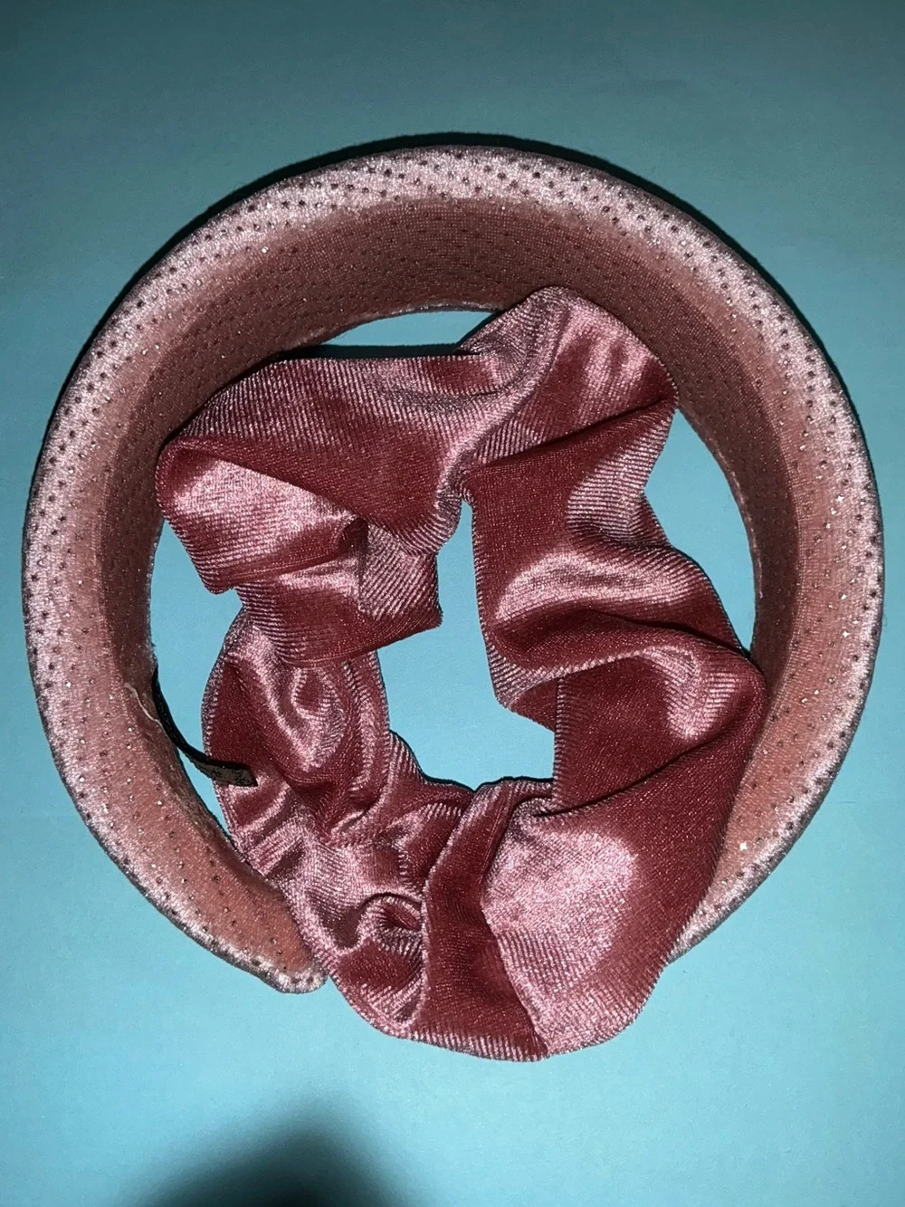 Pink Velvet Scrunchie and Brand Handmade Headband